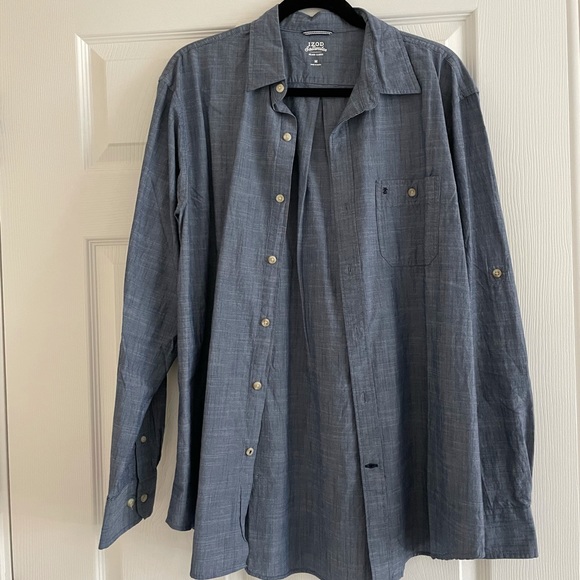 IZOD Saltwater blue dress shirt - Picture 1 of 3